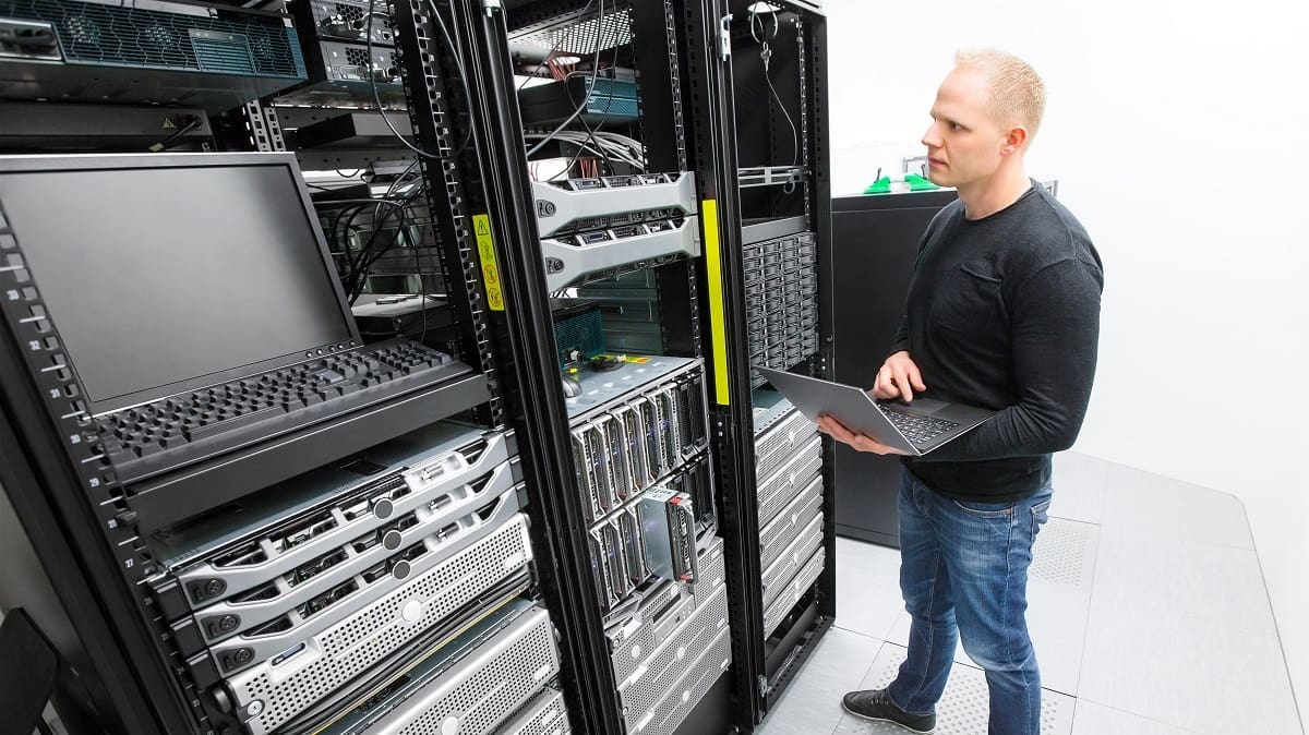 It engineer maintains servers in datacenter Tellabs Advantage Partner Program