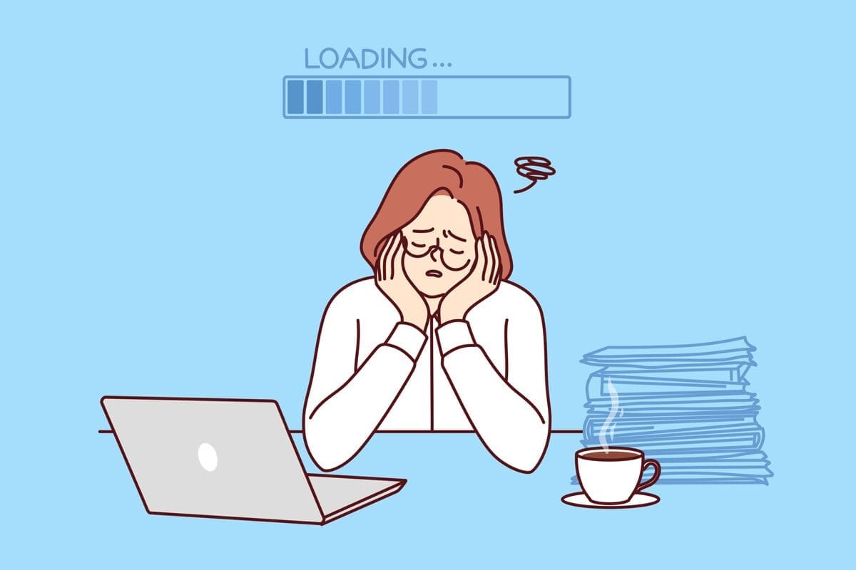 An illustration of a person working with slow connectivity - graphic
